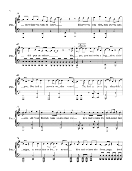 Billy Joel Big Shot Sheet Music in C Major (transposable