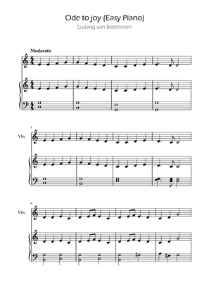 Ode To Joy - Easy Violin w/ piano accompaniment