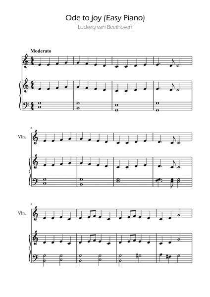 Ode To Joy - Easy Violin w/ piano accompaniment image number null