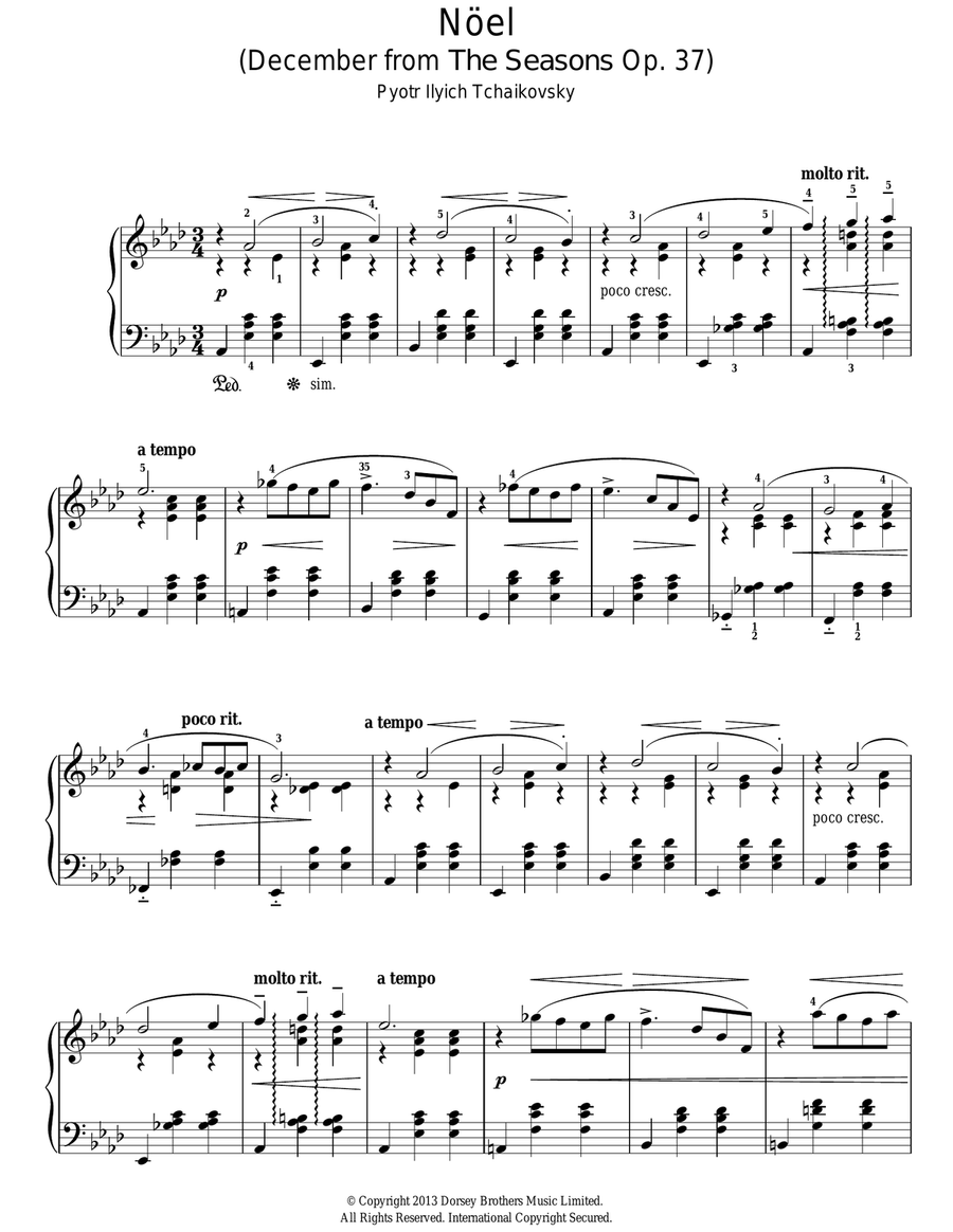 Noel (December from 'The Seasons' Op. 37) Piano Solo scores gallery preview page 1
