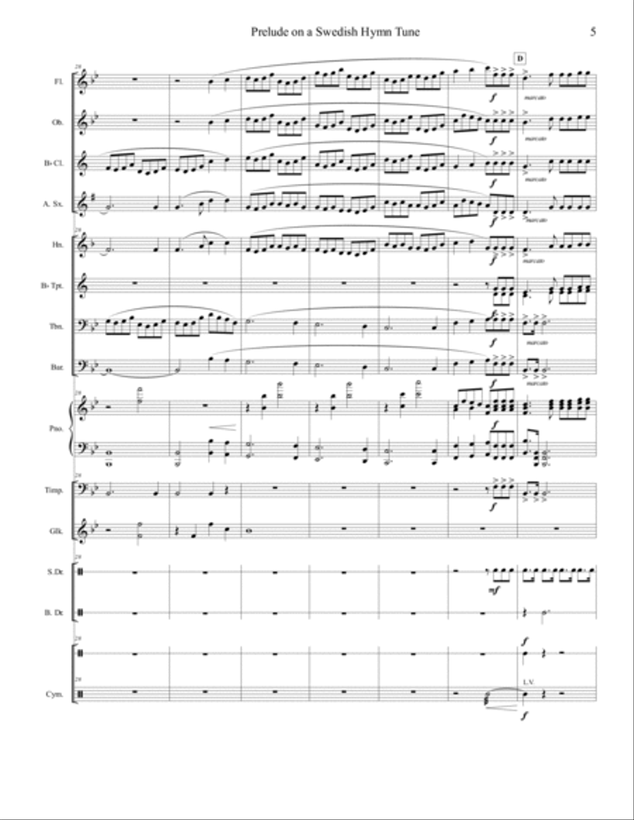 Prelude on a Swedish Hymn Tune (concert band grade 2.5), arr. Brenda Portman Concert Band scores gallery preview page 5