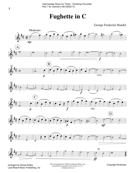 Intermediate Music for Three, Volume 1, Part 1 Clarinet in Bb 52113