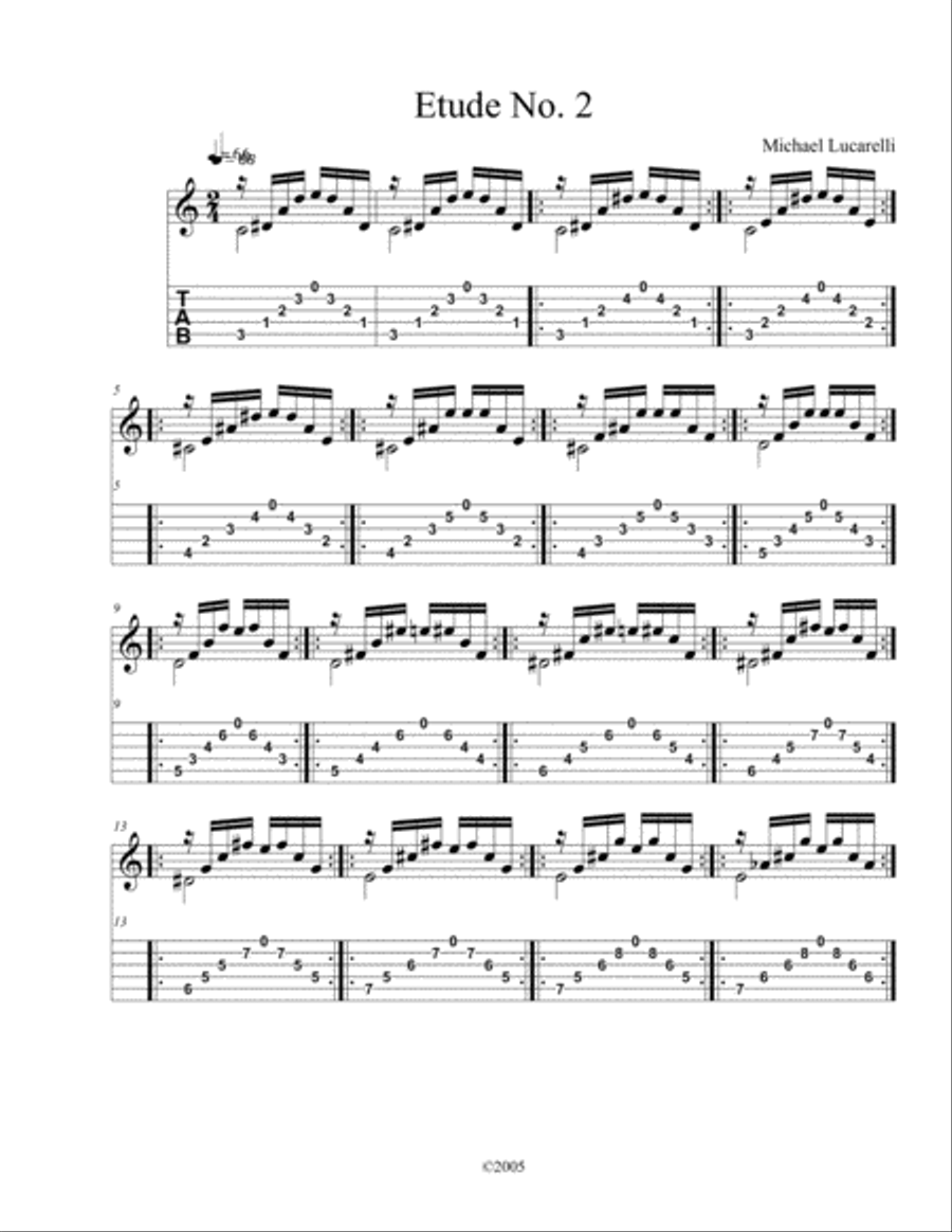 Etude no. 2 Classical Guitar scores gallery preview page 1