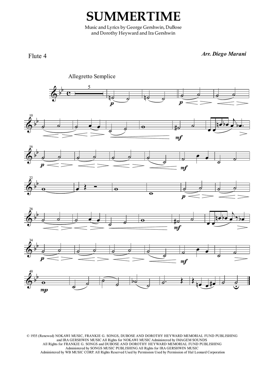 Summertime Woodwind Quartet scores gallery preview page 2