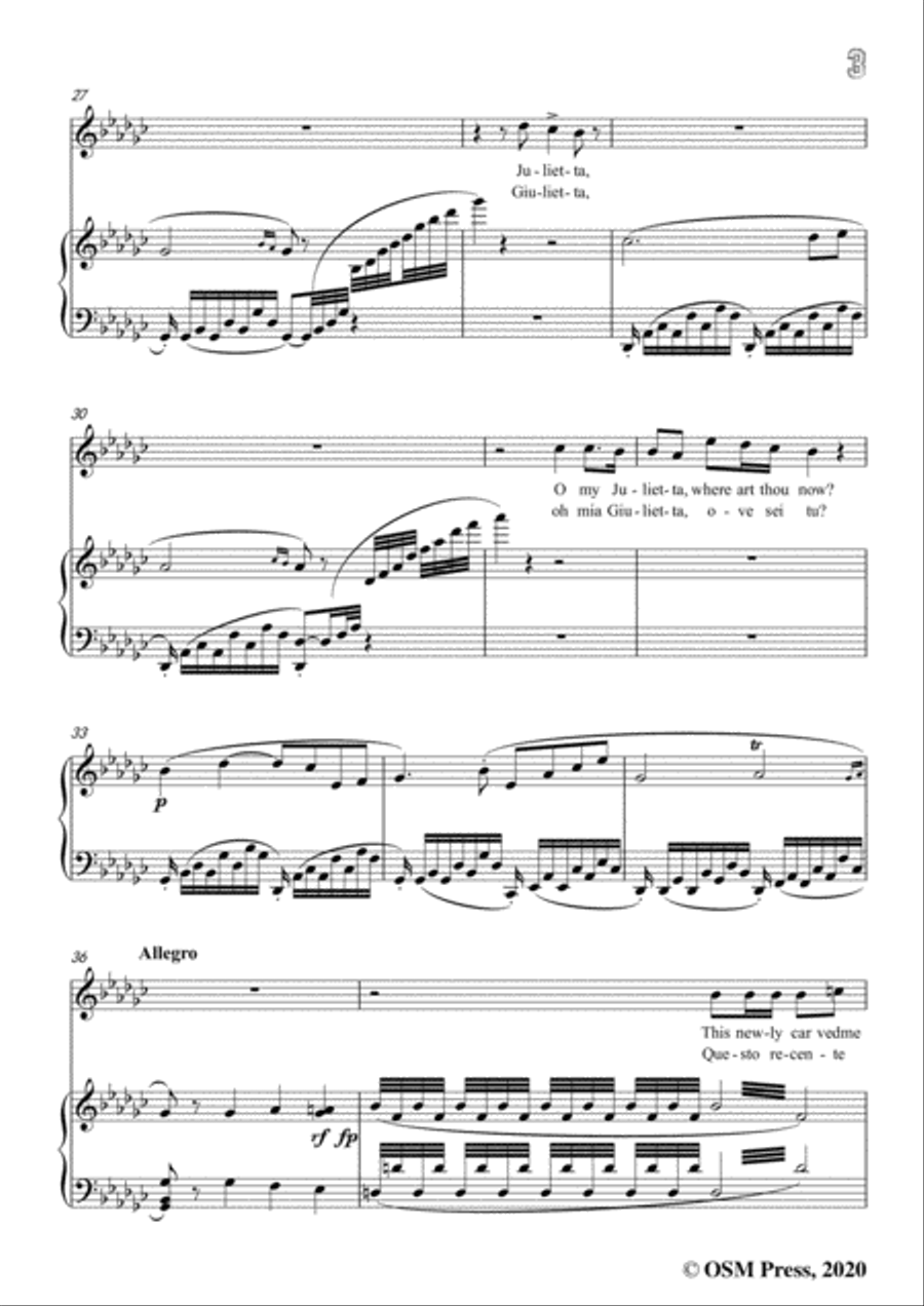 Vaccai-Ah! Se tu dormi,svegliati,in G flat Major,for Voice and Piano Voice Solo scores gallery preview page 5