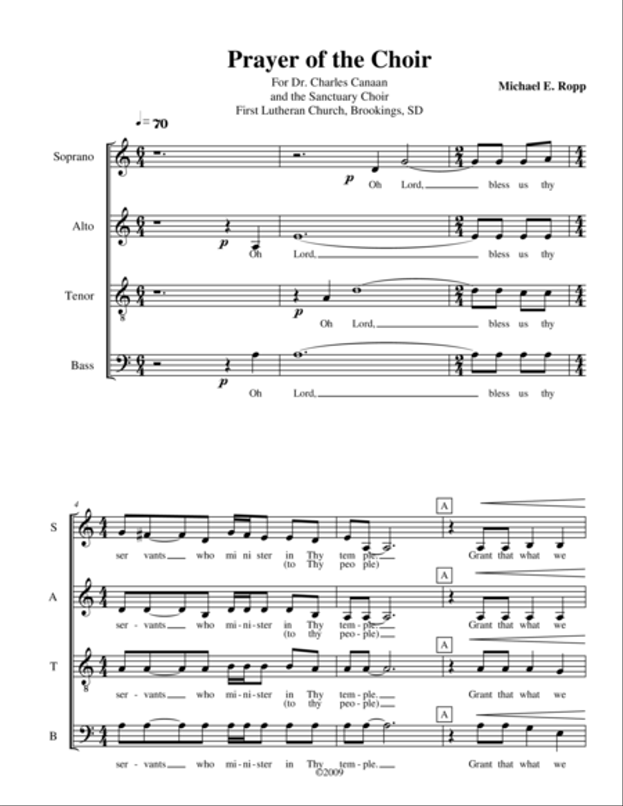 Prayer of the choir Prayer of the choir 4-Part scores gallery preview page 1