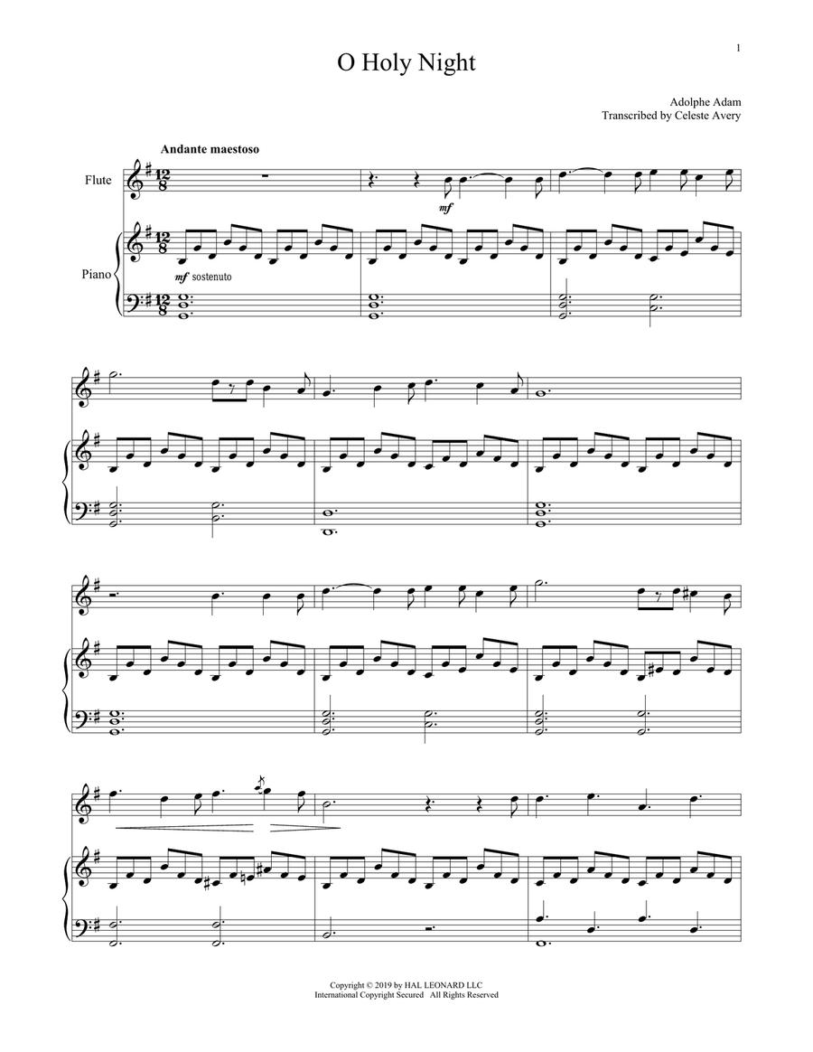 O Holy Night Flute Solo scores gallery preview page 1