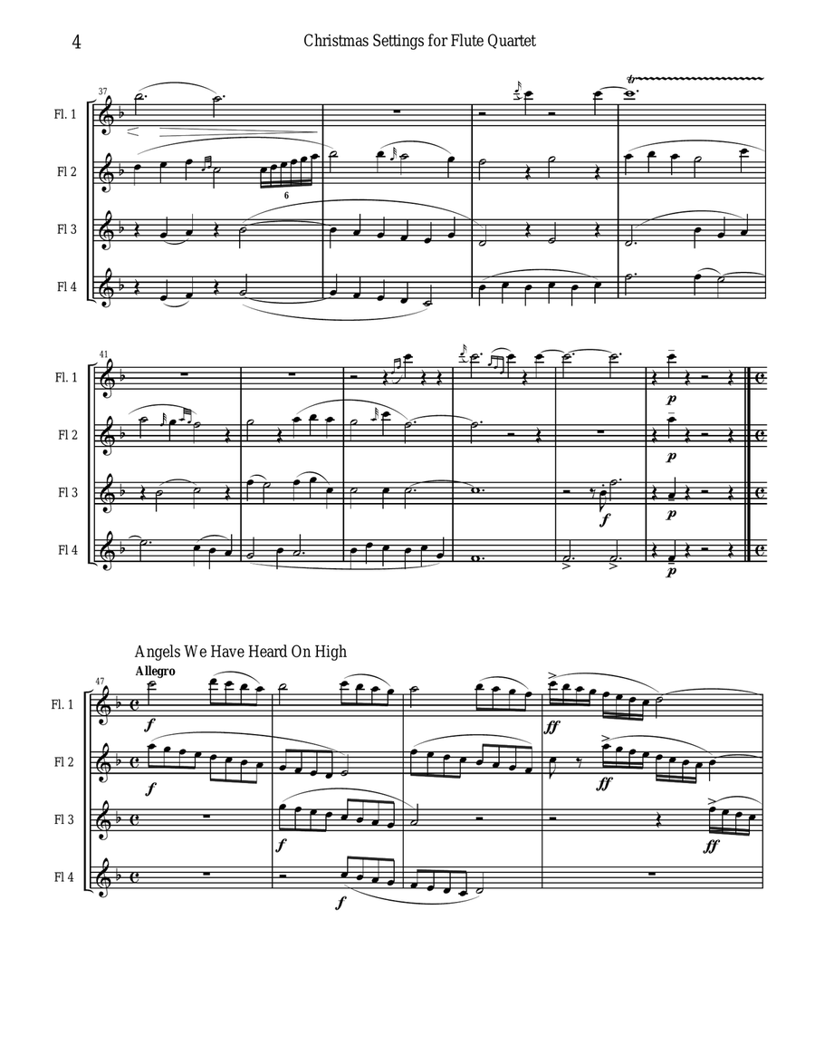 Christmas Settings for Flute Quartet Flute Quartet scores gallery preview page 4