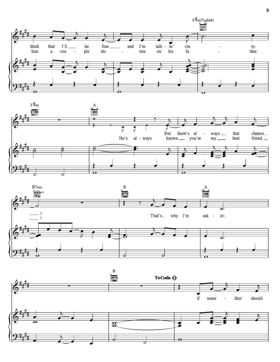 If Something Should Happen Piano, Vocal, Guitar scores gallery preview page 5