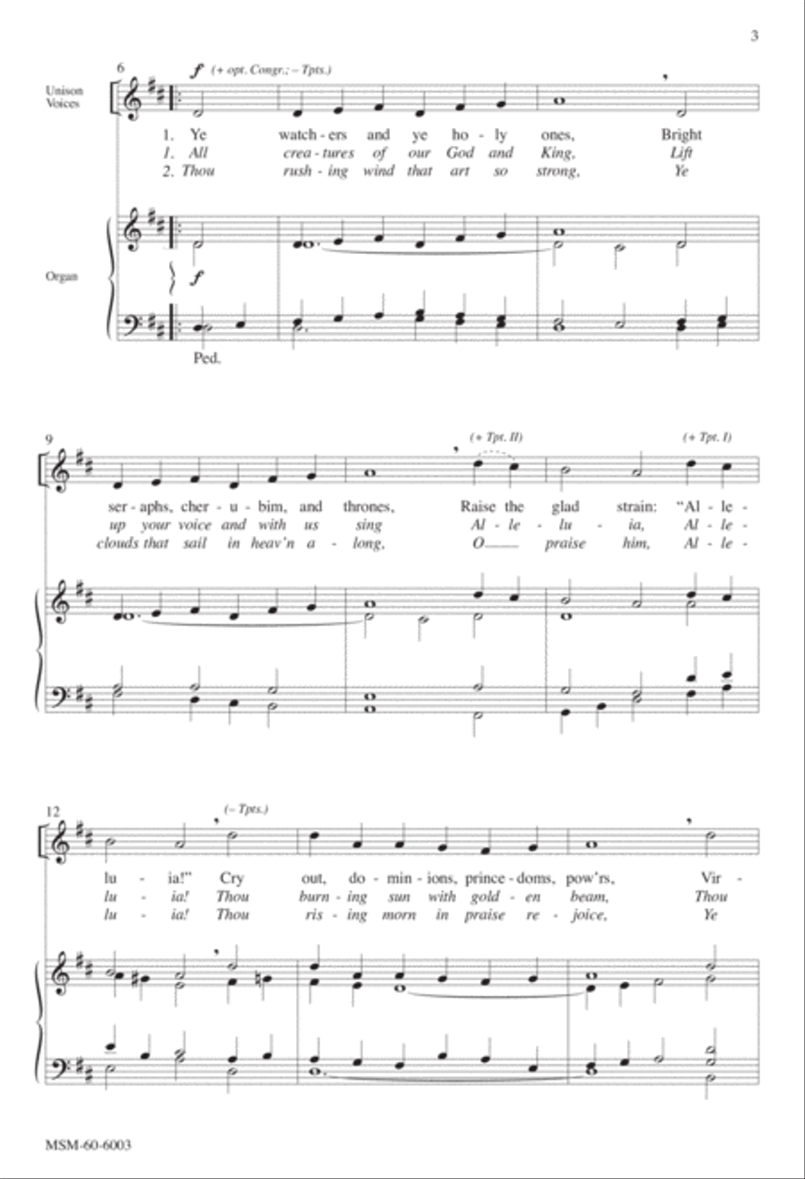 Ye Watchers and Ye Holy Ones All Creatures of Our God and King SSATB scores gallery preview page 3