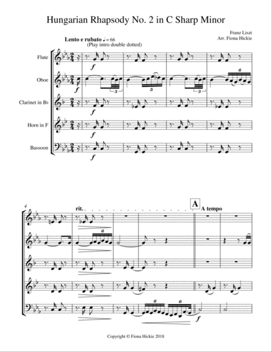 Themes From Hungarian Rhapsody, No. 2: Wind Quintet Woodwind Quintet scores gallery preview page 2