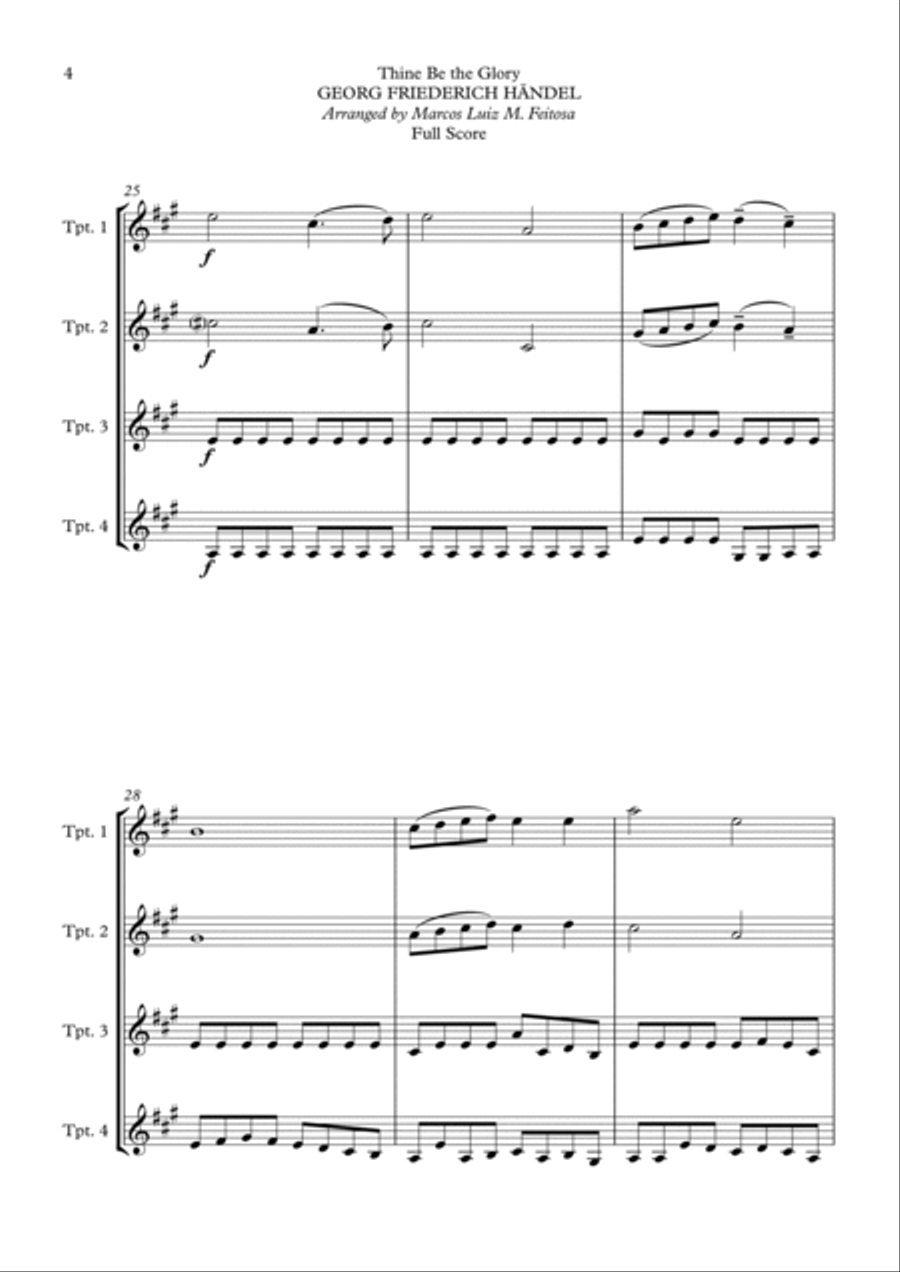 Thine Be the Glory (Maccabeus) - Trumpet Quartet Brass Quartet scores gallery preview page 6
