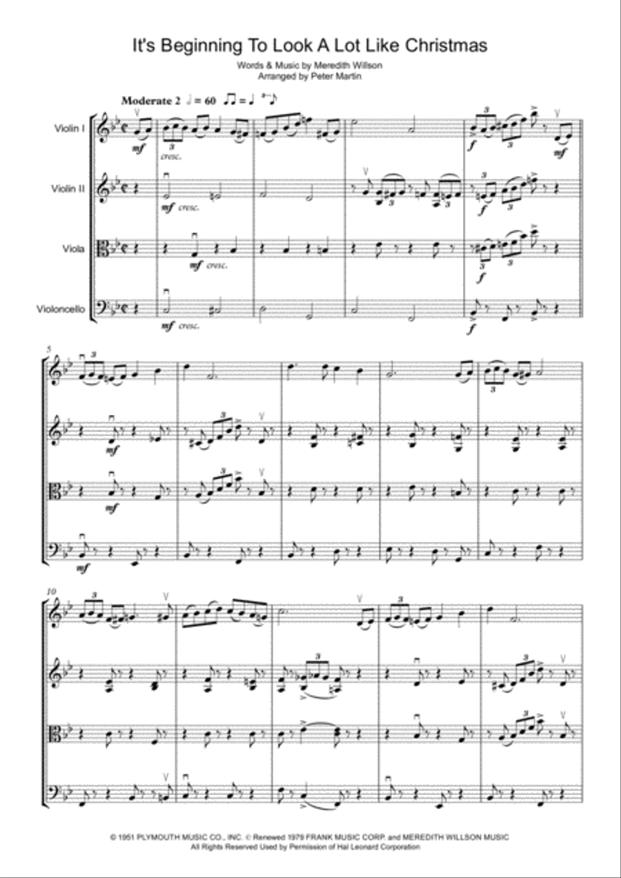It's Beginning To Look Like Christmas String Quartet scores gallery preview page 5