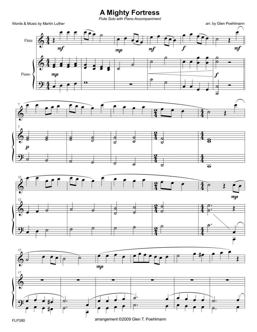 A MIGHTY FORTRESS - FLUTE SOLO with Piano Accompaniment A MIGHTY FORTRESS - FLUTE SOLO with Piano Accompaniment Flute Solo scores gallery preview page 1