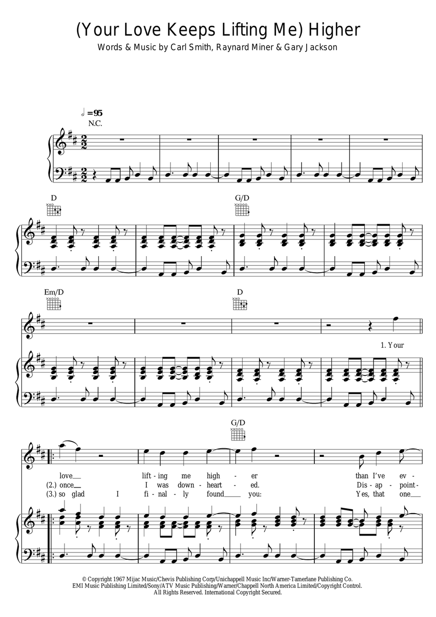 (Your Love Keeps Lifting Me) Higher And Higher Piano, Vocal scores gallery preview page 1