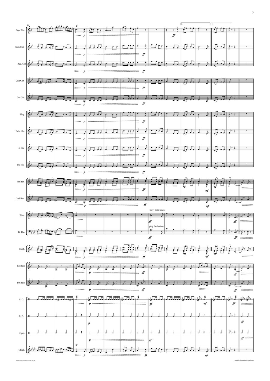 Heroes of Telemark (The) March for Brass Band ''Keith Terrett Classic March Collection'' Concert Band scores gallery preview page 3