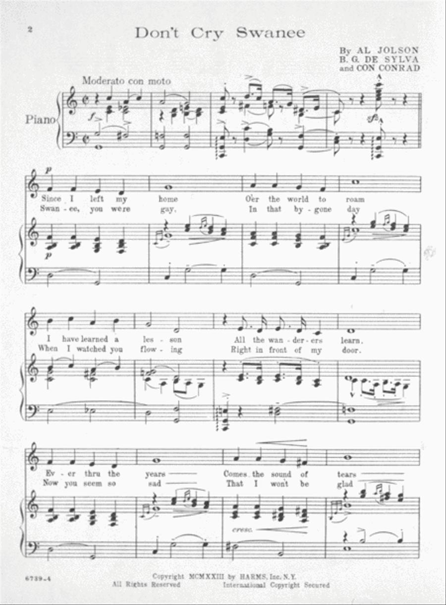 Don't Cry, Swanee Voice scores gallery preview page 2