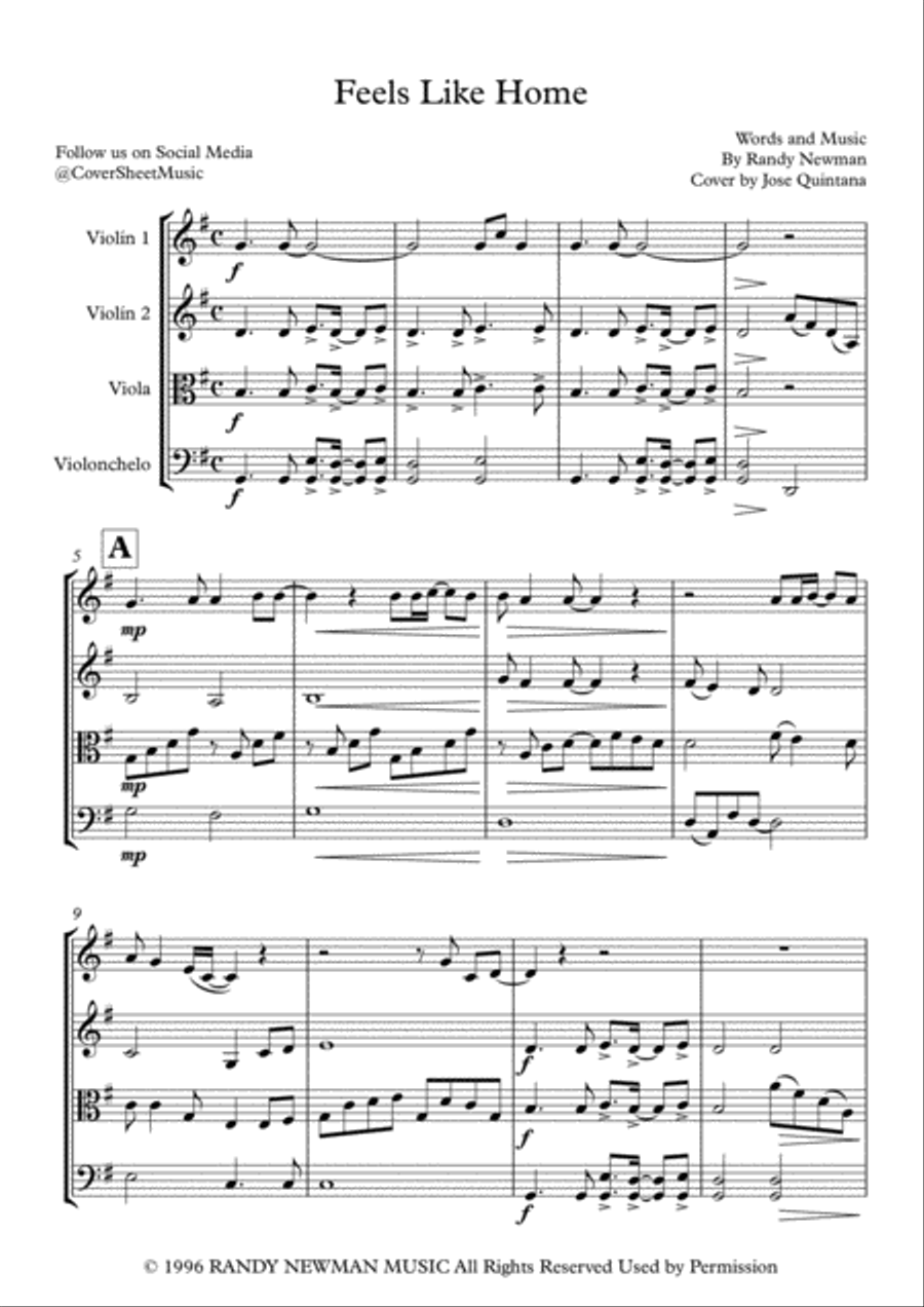 Feels Like Home Feels Like Home String Quartet scores gallery preview page 2