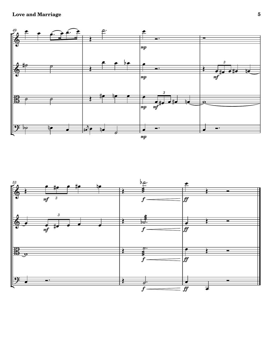 Love And Marriage String Quartet scores gallery preview page 5