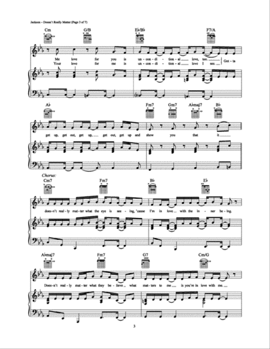Doesn't Really Matter Piano, Vocal, Guitar scores gallery preview page 3
