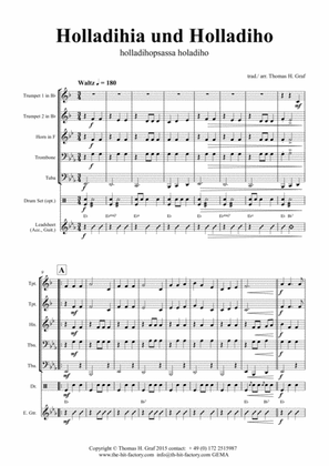 Book cover for Holladihia und Holladiho - German Waltz - Oktoberfest - Brass Quintet - Arrangement: Thomas H. Graf
