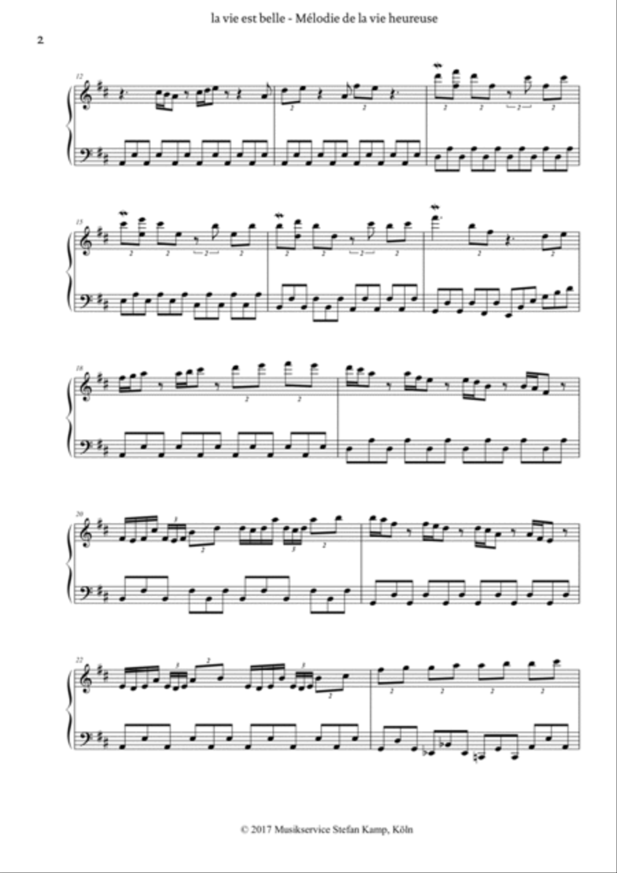 Mélodie de la vie heureuse (La vie est belle) Piano Solo scores gallery preview page 2