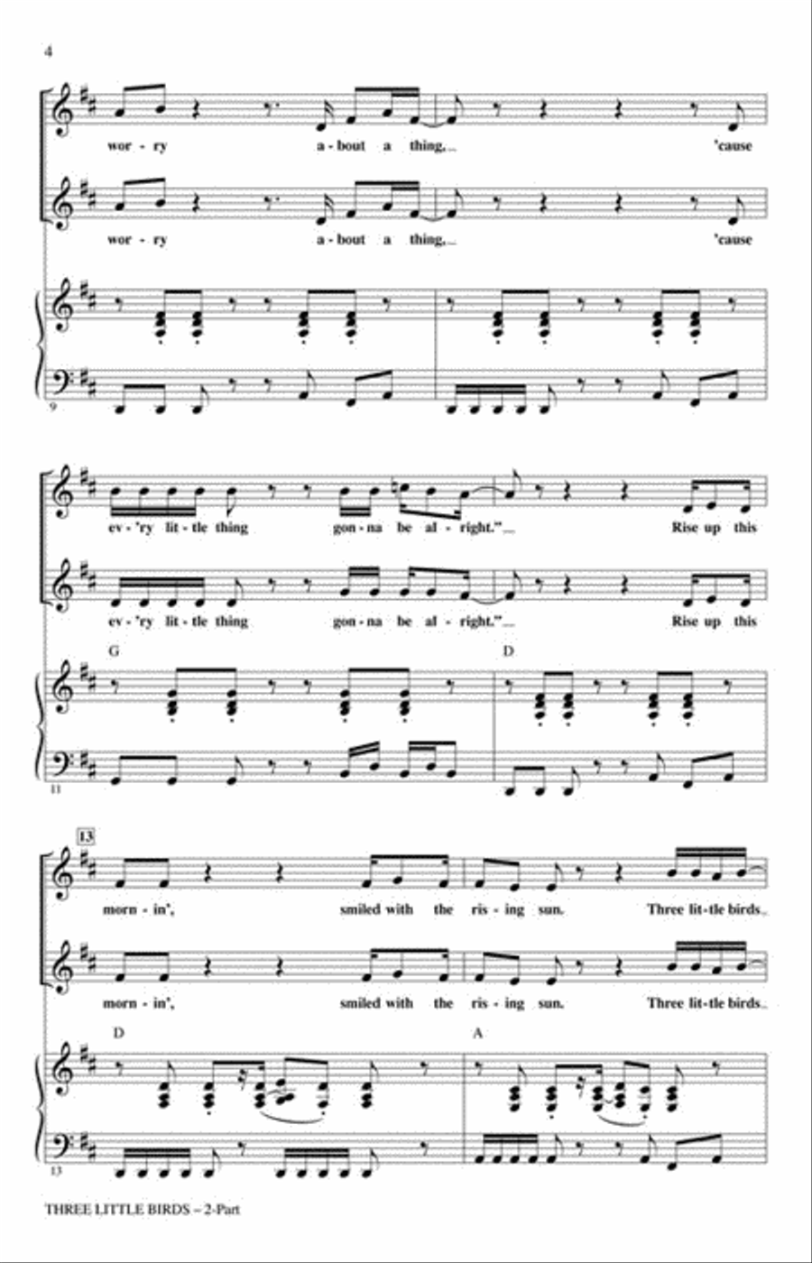 Three Little Birds 2-Part scores gallery preview page 3