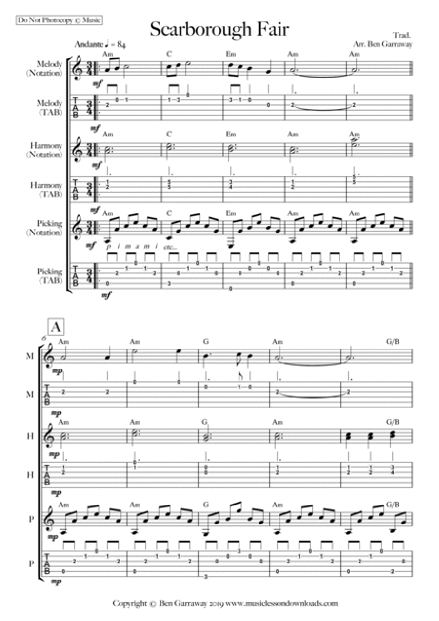 Scarborough Fair - Guitar Trio Guitar Ensemble scores gallery preview page 1