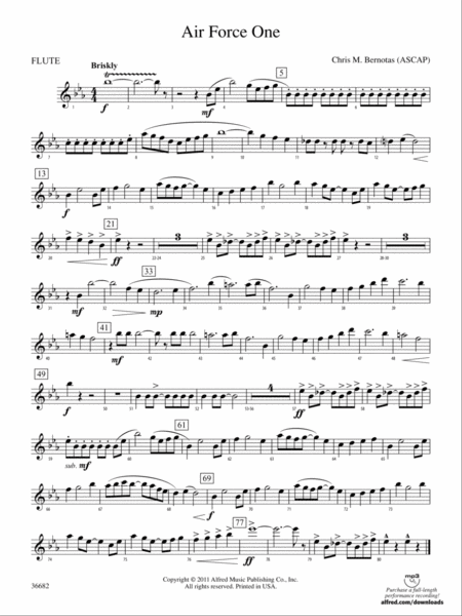 Air Force One: Flute Concert Band scores gallery preview page 1