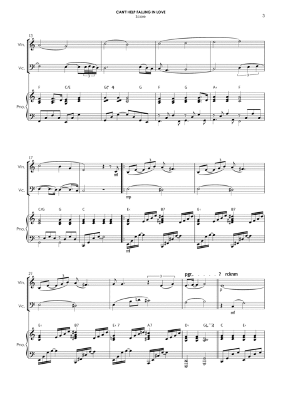 Can't Help Falling In Love Piano Trio scores gallery preview page 3