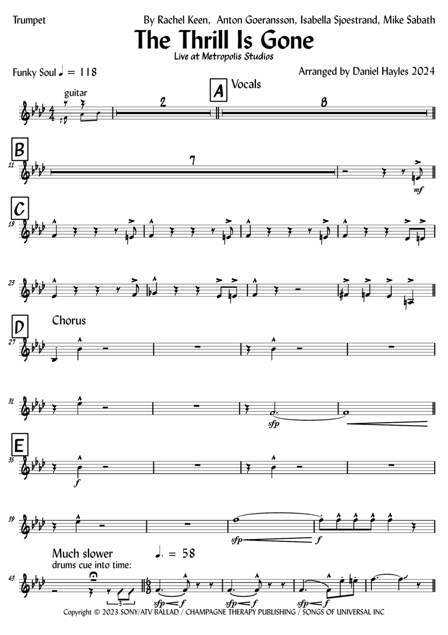 The Thrill Is Gone. Cover Band scores gallery preview page 2