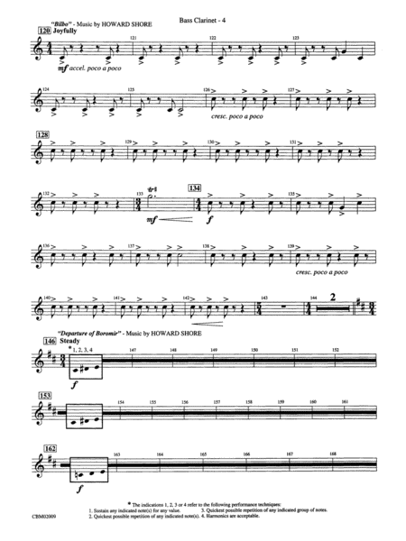 The Lord of the Rings: The Fellowship of the Ring, Symphonic Suite from: B-flat Bass Clarinet