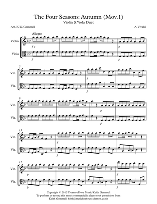 The Four Seasons - Autumn (Mov.1): Violin & Viola Duet