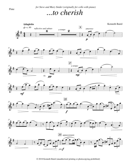 to cherish (revised for flute and piano) image number null