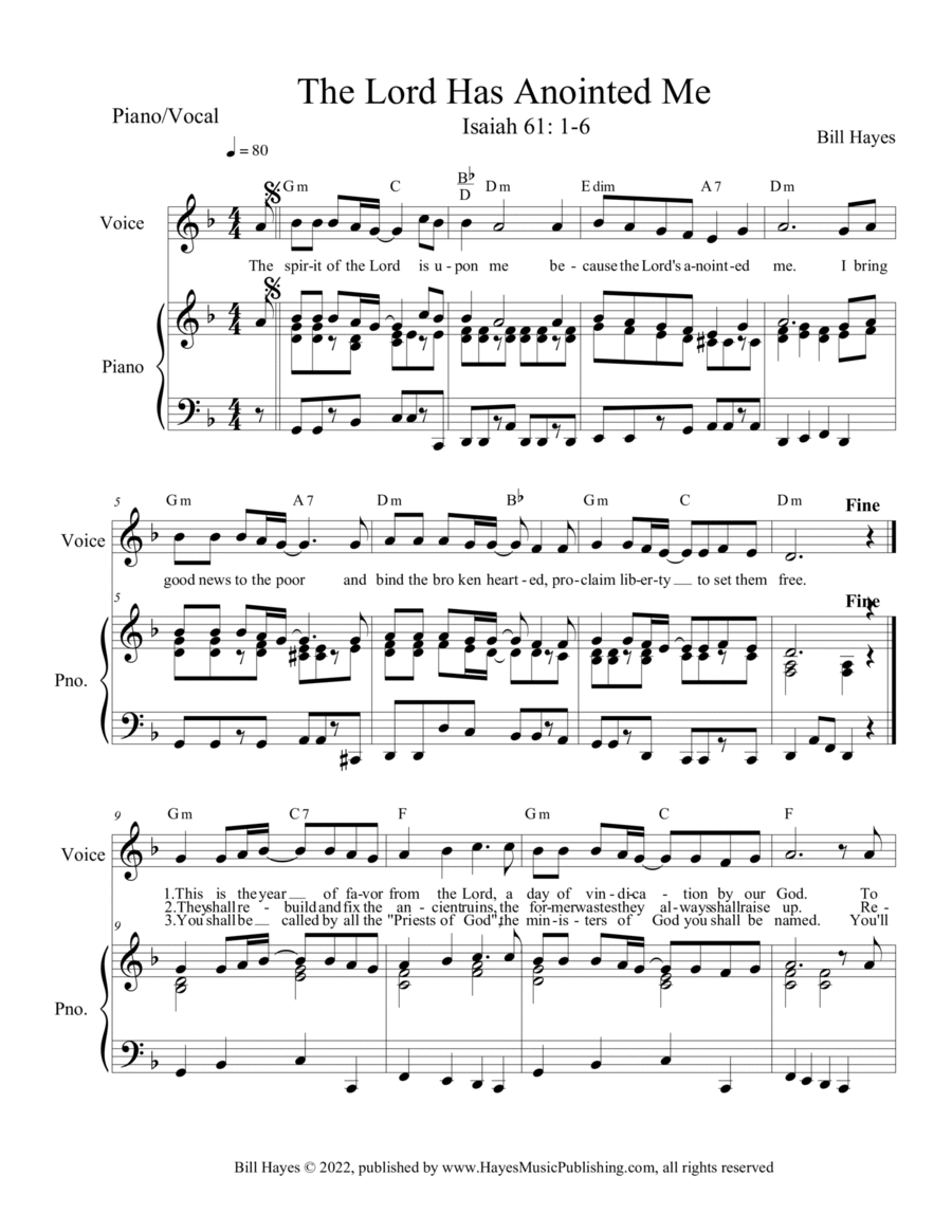 The Lord Has Anointed Me Voice scores gallery preview page 1