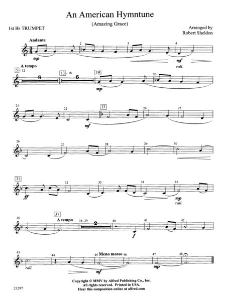 An American Hymntune (Amazing Grace): 1st B-flat Trumpet