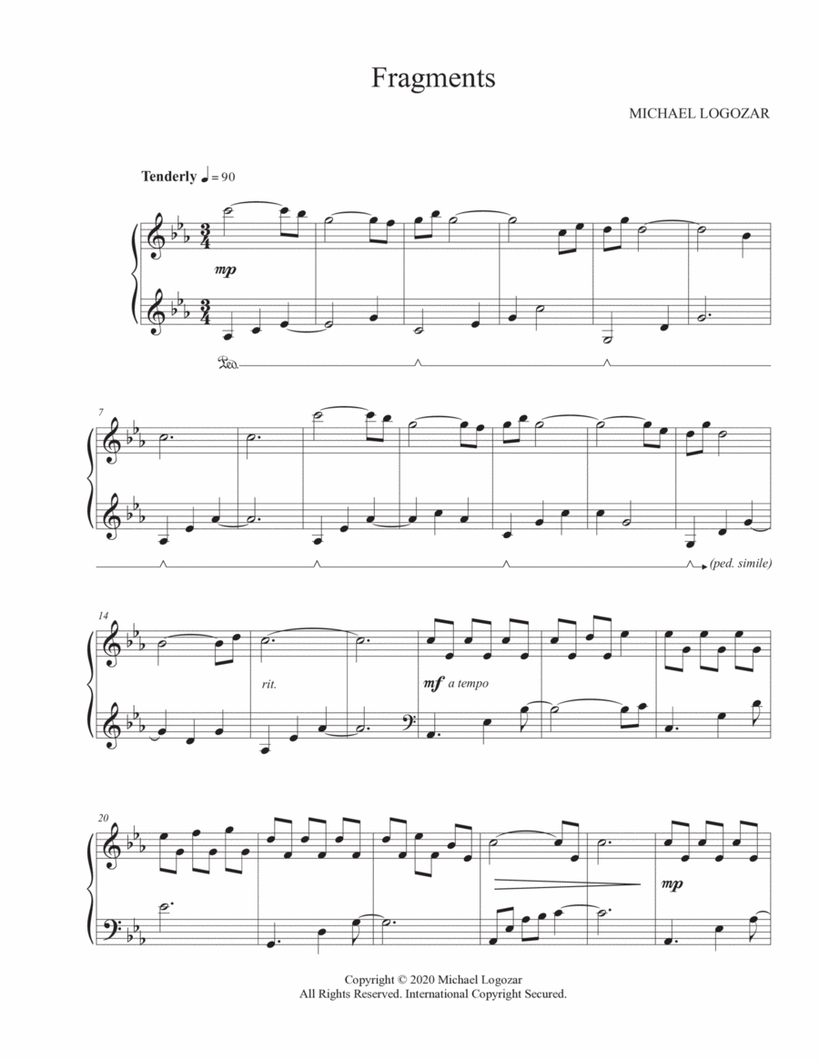 Fragments Piano Solo scores gallery preview page 1