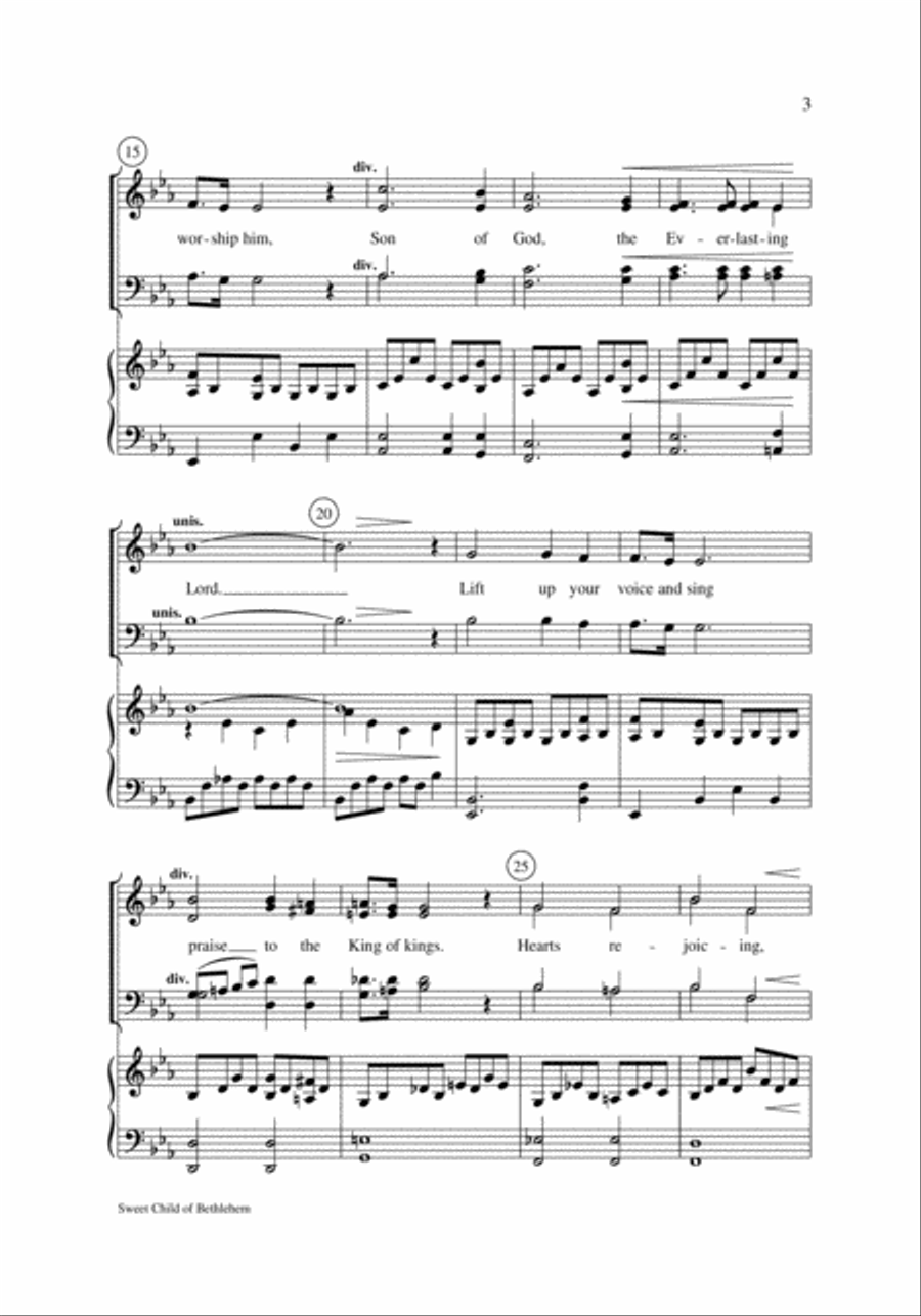Sweet Child of Bethlehem 4-Part scores gallery preview page 3