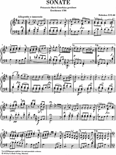 Piano Sonata in G Major Hob.XVI:40