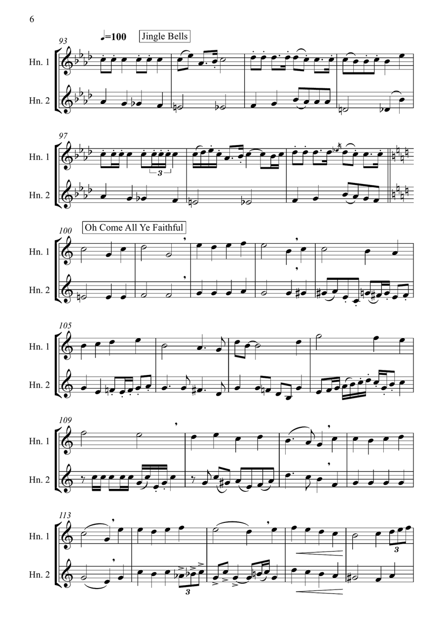 The Christmas Horn Spirit // French Horn Duet (intermediate level) Brass Duet scores gallery preview page 6