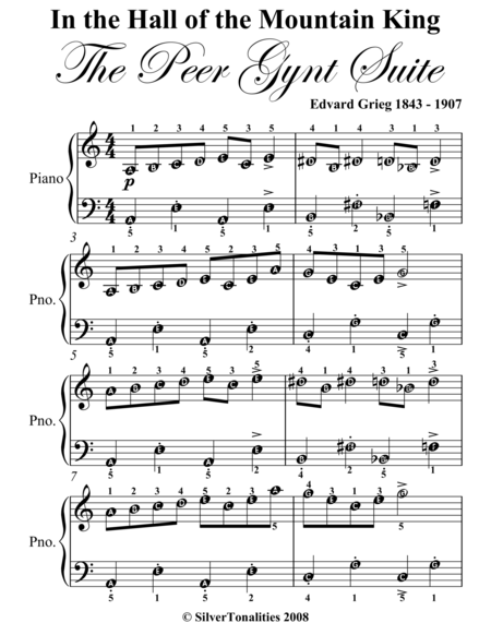 In the Hall of the Mountain King Easy Piano Sheet Music