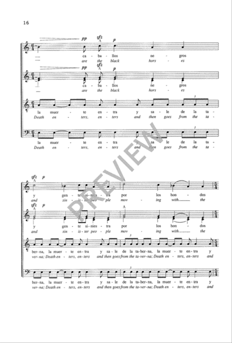 Suite de Lorca (SATB) 4-Part scores gallery preview page 17