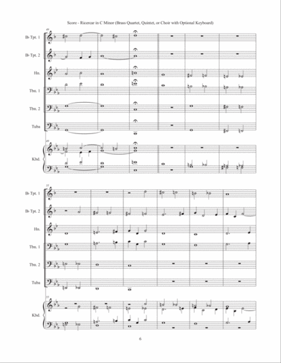 Ricercar in C Minor (Brass Quartet, Brass Quintet, or Brass Choir) Brass Quartet scores gallery preview page 6