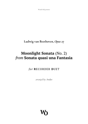 Book cover for Moonlight Sonata by Beethoven for Recorder Duet
