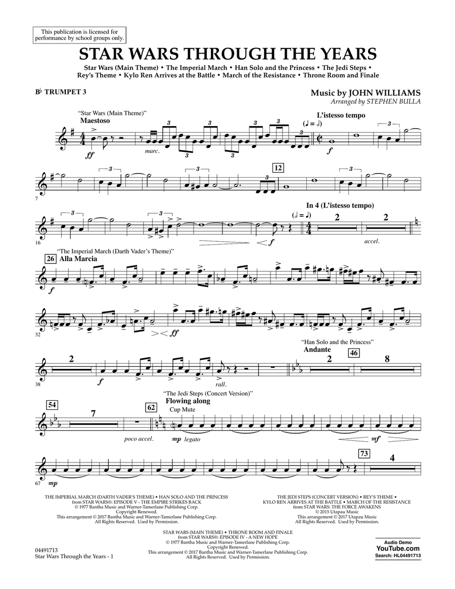 Star Wars Through the Years - Bb Trumpet 3 Full Orchestra scores gallery preview page 1