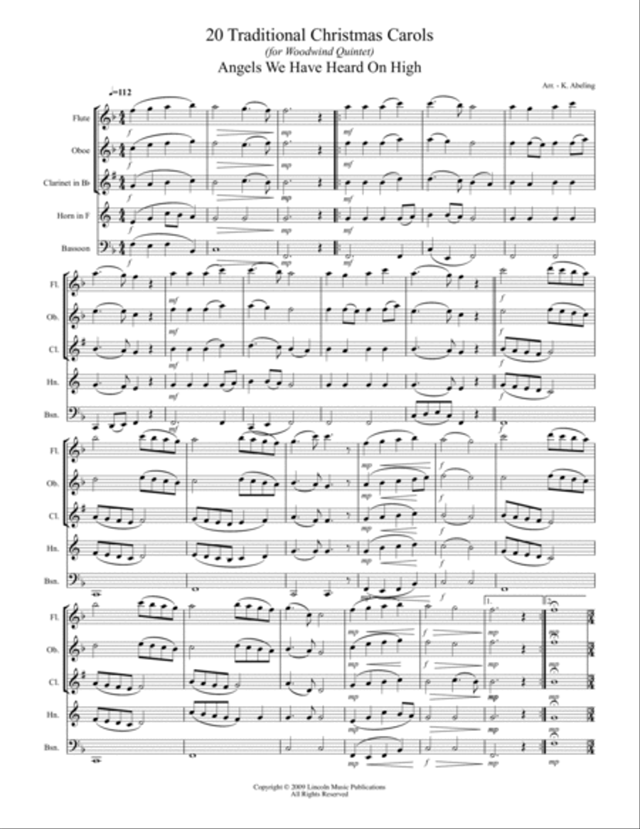 20 Traditional Christmas Carols Volume I (for Woodwind Quintet) Woodwind Quintet scores gallery preview page 2