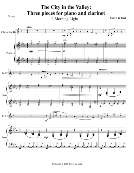 The City in the Valley: Three Pieces for Piano and Clarinet