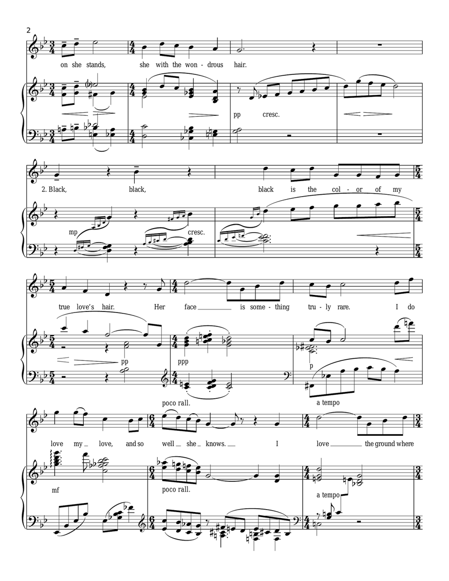Black Is the Color Of My True Love's Hair Piano, Vocal, Guitar scores gallery preview page 2