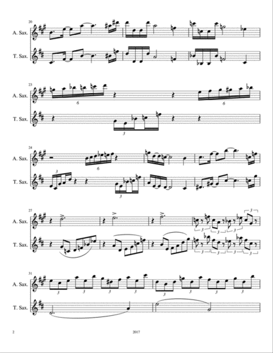 Groove Nuance for Alto and Tenor Saxophone Woodwind Duet scores gallery preview page 2