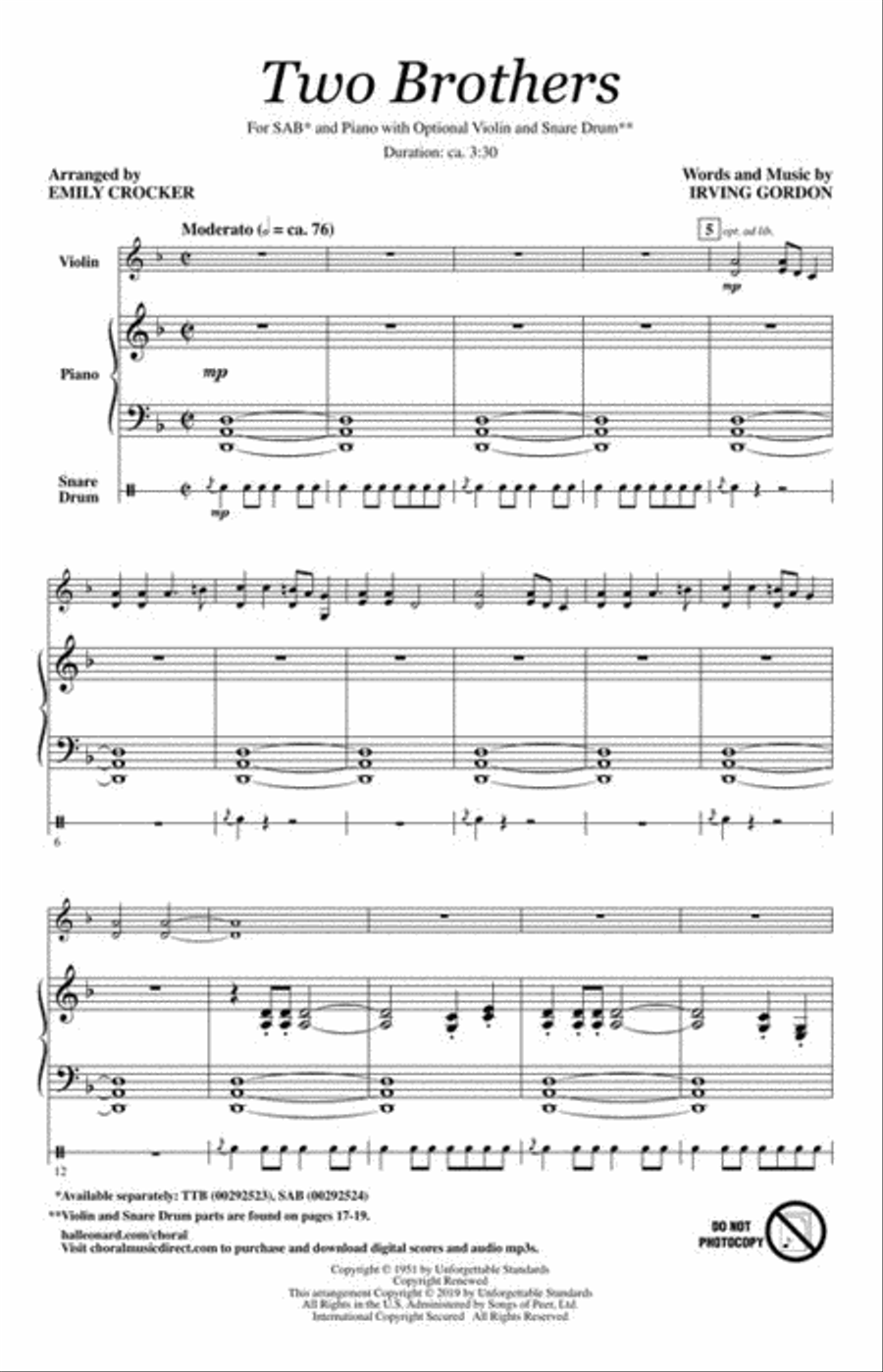 Two Brothers 3-Part scores gallery preview page 3